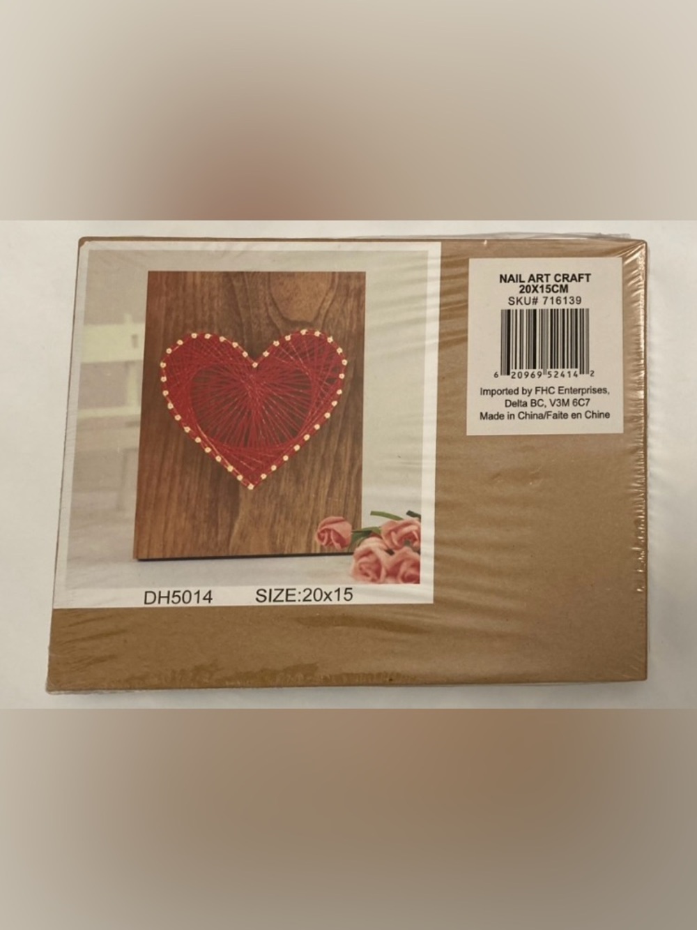 NEW charming string art craft kit, red heart on wood, DIY beginner friendly